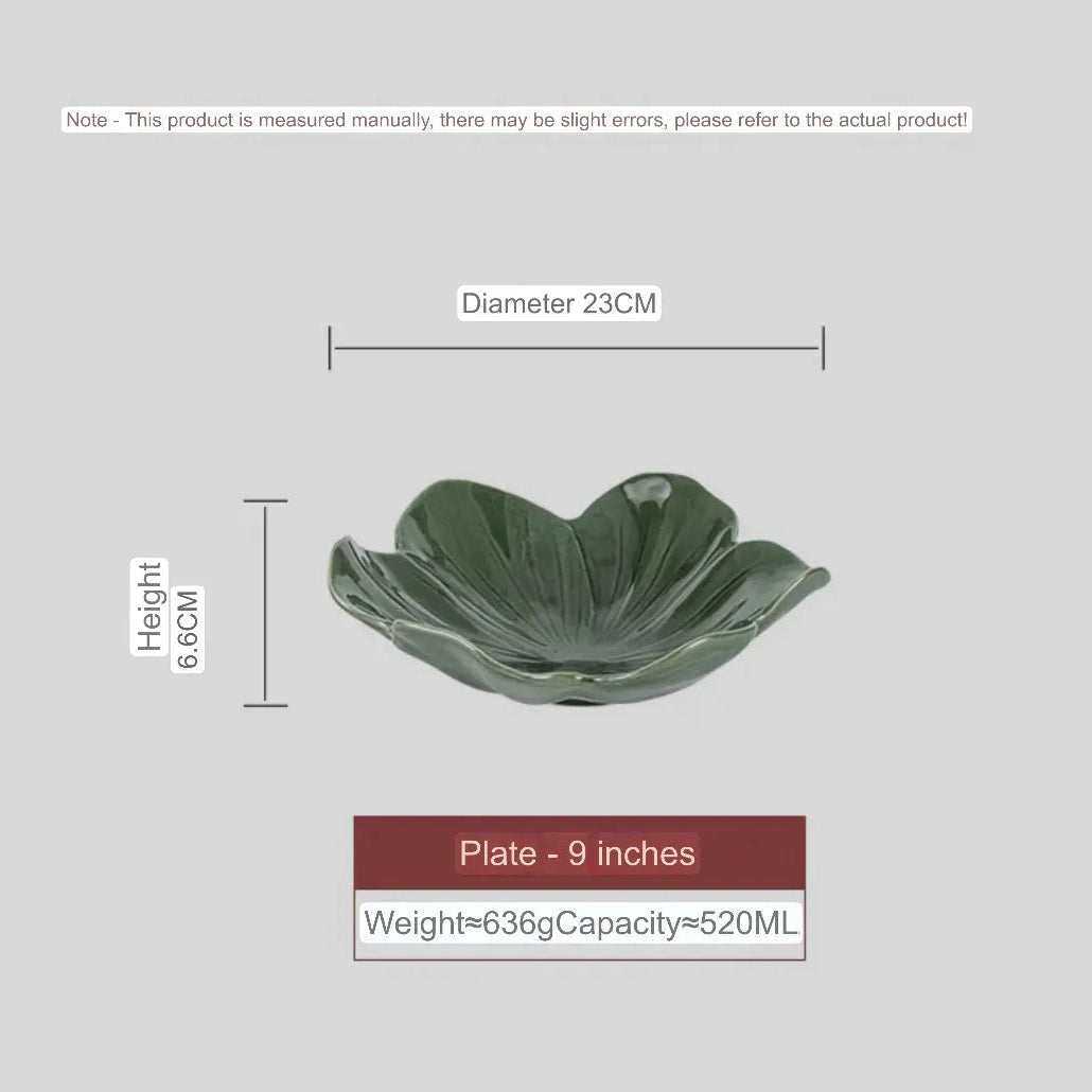Ceramic Green Floral Bowl