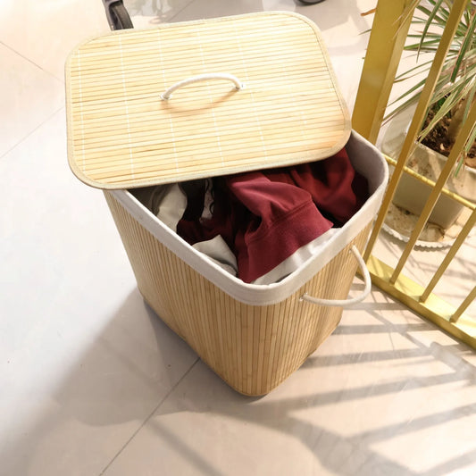 Bamboo Laundry Basket with wheel