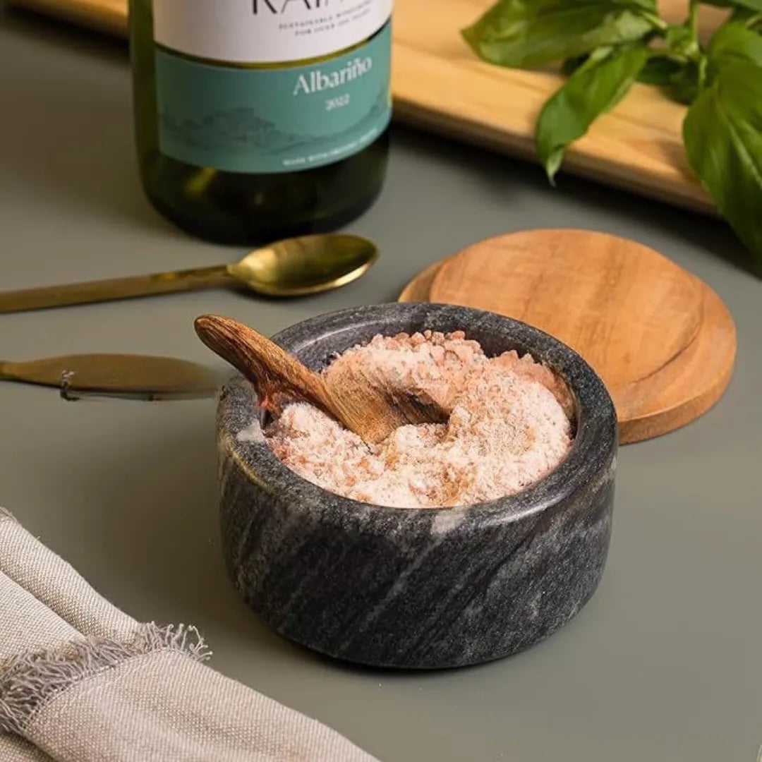 Stone Marble Spice Jar with spoon