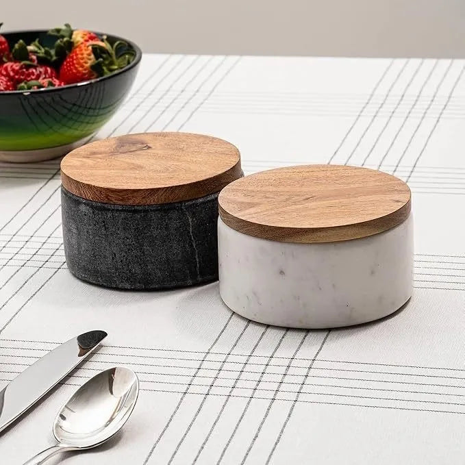 Stone Marble Spice Jar with spoon